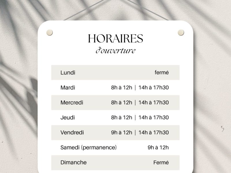 2023 Horaires d'ouverture