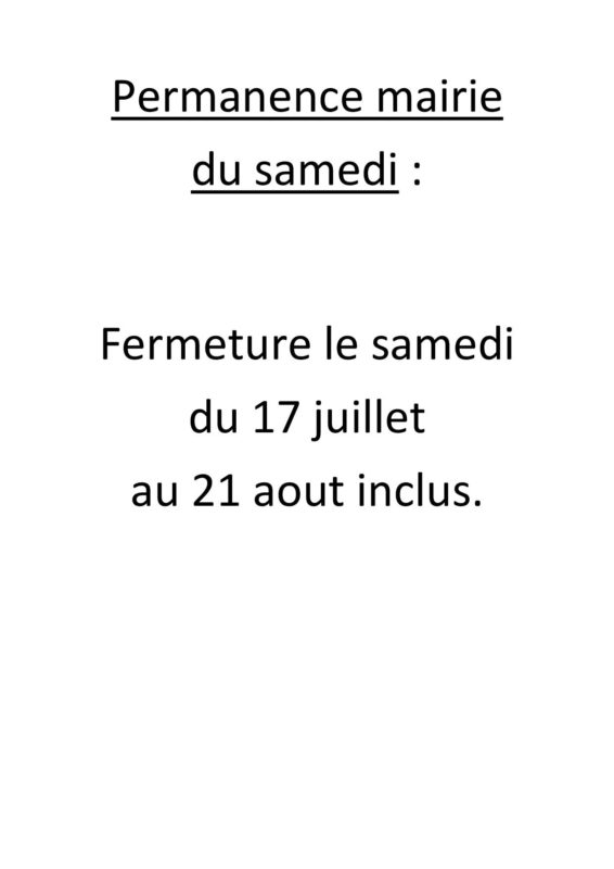 Permanence du samedi