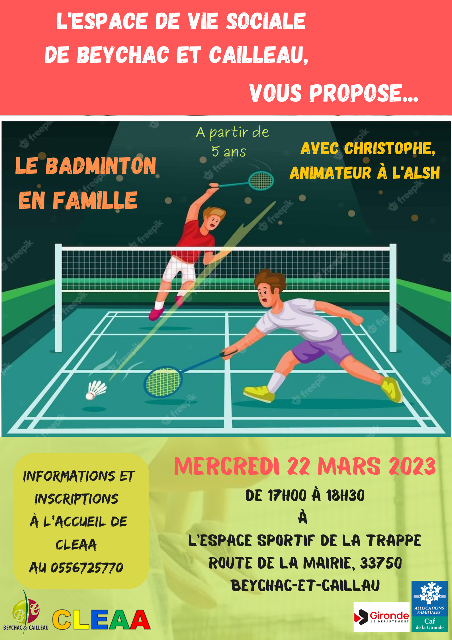 Atelier Sport Badminton 22.03.23